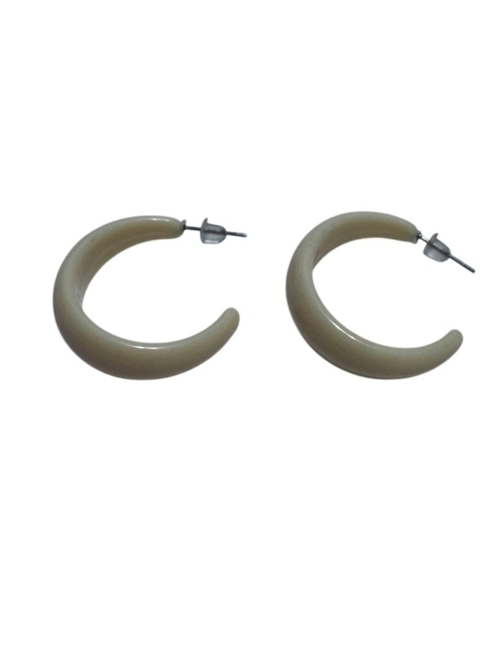 Crescent Hoop Earrings Resin Beige  Minimalist Chic Design